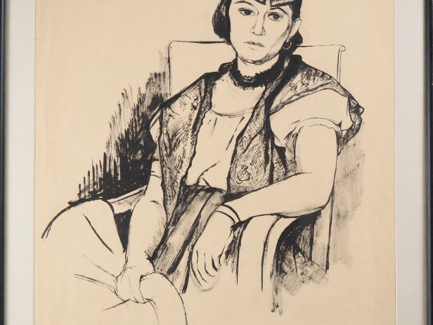 TESSIER.  "portrait de jeune femme" Dessin, signé en bas à gauche  Dim
