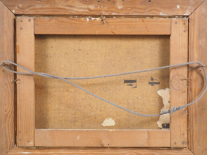 H. GANGLOFF.  "Le baiser". Paire d'huiles sur toile, l'une signée en b