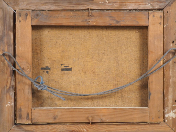 H. GANGLOFF.  "Le baiser". Paire d'huiles sur toile, l'une signée en b