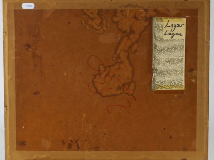 	Celso LAGAR. "Tauromachie" Huile sur papier, signée en bas à droite. 