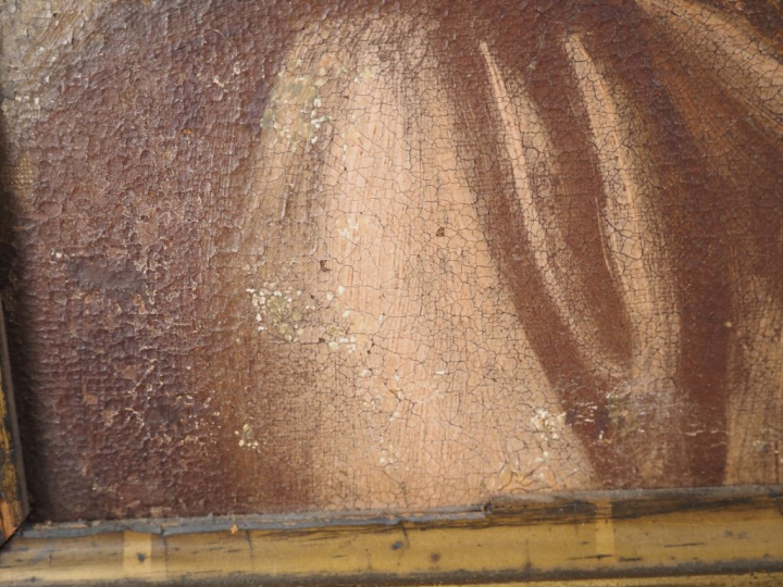 Ecole française XIXème. "Portrait de femme à la couronne de fleurs". H