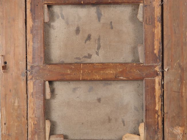 Ecole française XIXème. "Portrait de femme à la couronne de fleurs". H