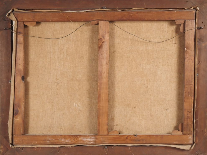 Ecole française Xxème. "Mère et son enfant". Huile sur toile signée en