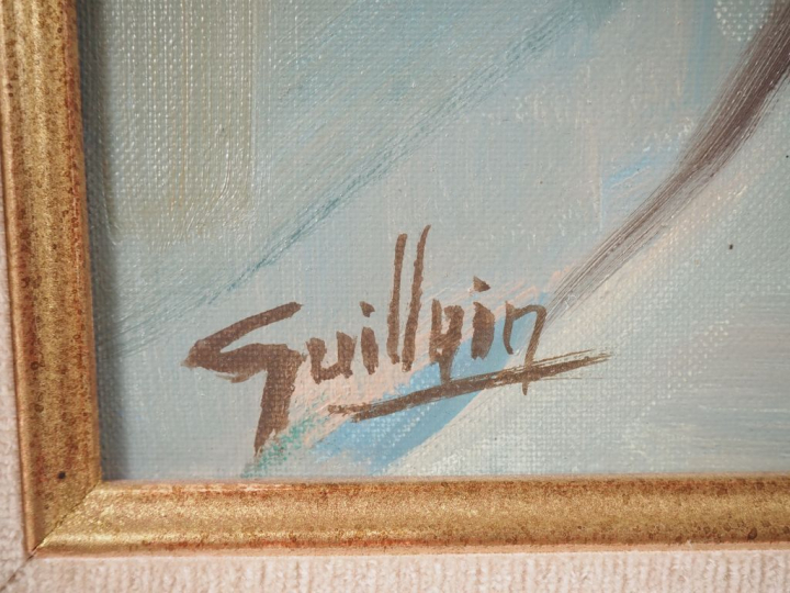 E. GUILLAIN 'Les terrasses à Marrakech'.Huile sur toile, signée en bas