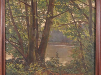 Vente aux enchères Ecole française Xxème.  'paysage lacustre'. Huile sur toile, signée Di