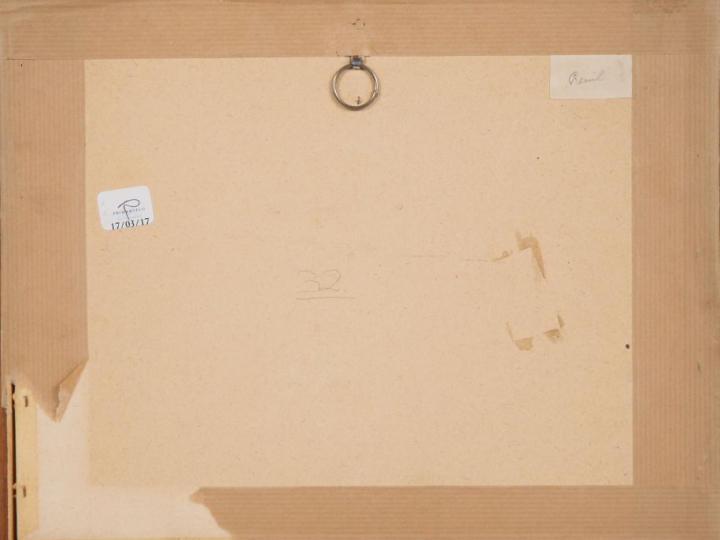 Henry FOREAU 'Dessin aquarellé 'paysage animé'