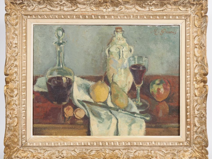 M. GRUAIS. 'Nature morte'. Huile sur toile, signée en haut à droite. 4