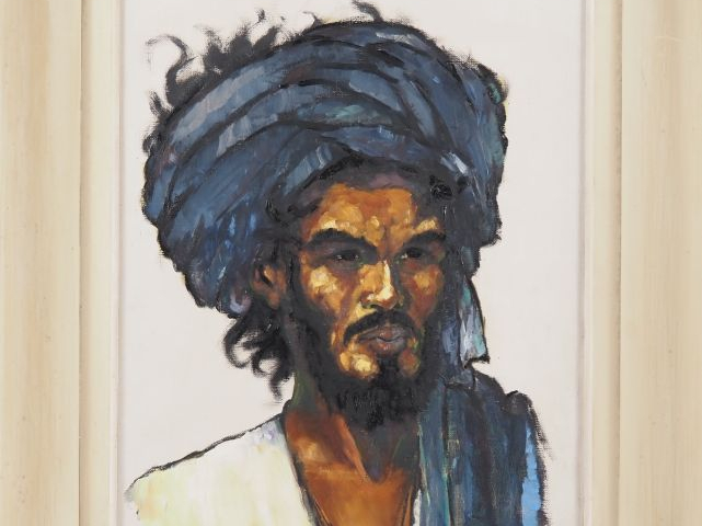 ALAUZUN.  "le touareg" Huile sur toile, signée en bas à droite  Dim. 4