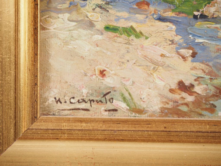 CAPUTO.  "Paysage" Huile sur carton, signée en bas à gauche  Dim. À vu