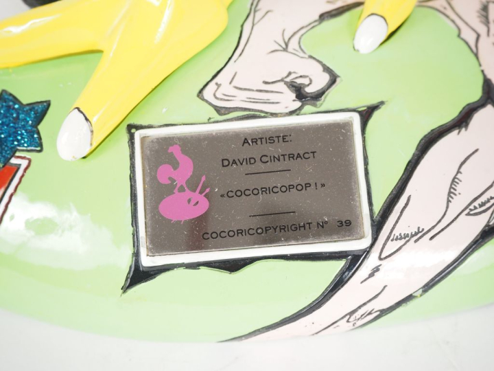 David CINTRACT. "Cocorico pop"  Sculpture en composition Signée H. 30 