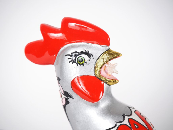 David CINTRACT. "Cocorico pop"  Sculpture en composition Signée H. 30 