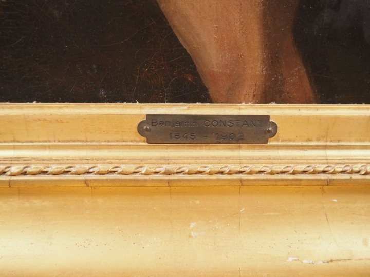  Benjamin CONSTANT. " Nue de dos, sur un fond végétal" Huile sur toile