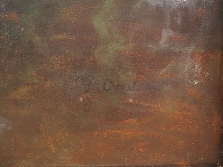  Benjamin CONSTANT. " Nue de dos, sur un fond végétal" Huile sur toile