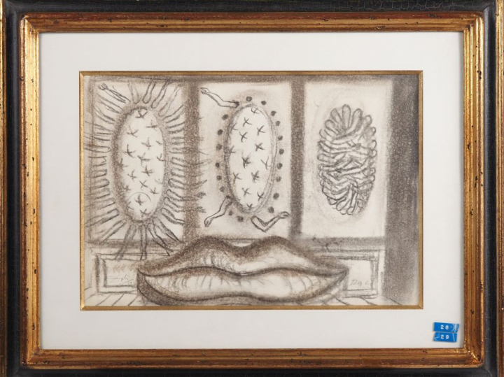 Salvatore DALI (1904-1989). Projet de décor « Mae West » (Bouche dans 