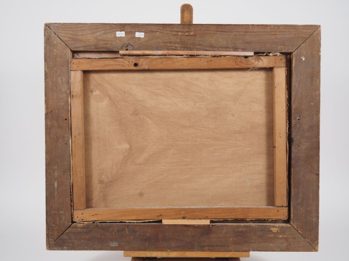 A. DELPORT.  "paysage d'hiver animé" Huile sur toile, signée en bas à 