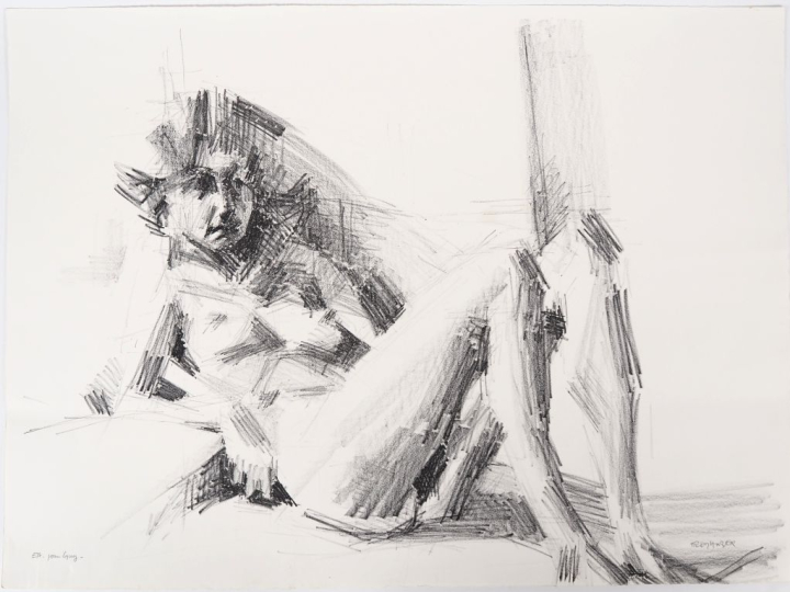 Gérard FROMANGER.  "Portrait de femme". Epreuve d'artiste signée en ba