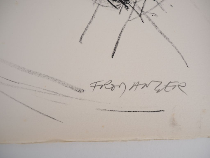 Gérard FROMANGER.  "Portrait de femme". Epreuve d'artiste signée en ba