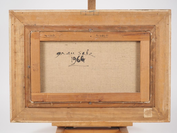 Emilio GRAU-SALA.  "plage animée" Huile sur toile, signée en bas à dro