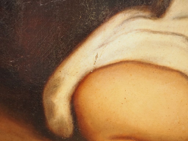 GRANIER d’après Reynolds « Samuel en prière » Huile sur toile, signée 