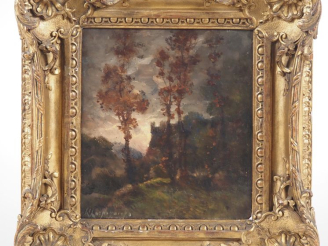 Vente aux enchères Henri Joseph HARPIGNIES (1819-1916). "Arbres dans la forêt" Huile sur 