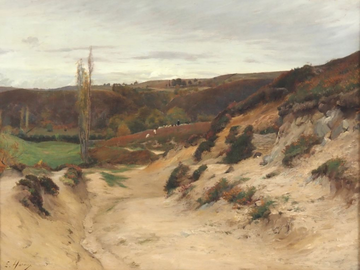 Ernest HAREUX.  "paysage" Huile sur toile, signée en bas à gauche  Dim