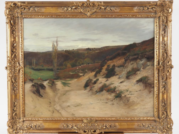 Ernest HAREUX.  "paysage" Huile sur toile, signée en bas à gauche  Dim