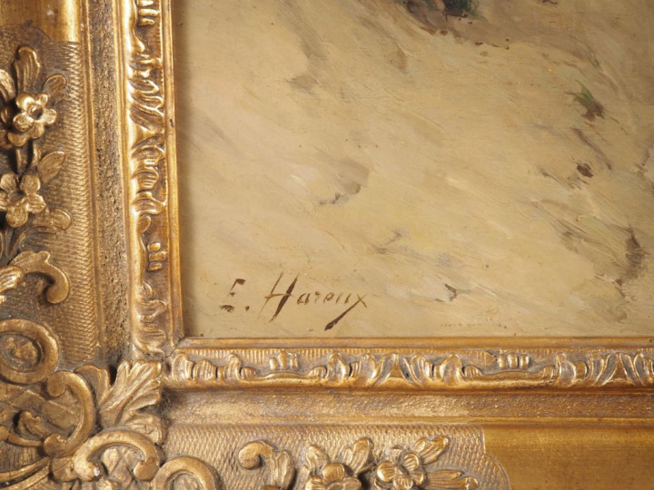 Ernest HAREUX.  "paysage" Huile sur toile, signée en bas à gauche  Dim