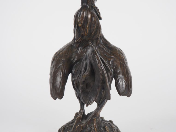 HIERHOLTZ. "le coq" Sculpture en bronze à patine brune Signé H. 28,5 c