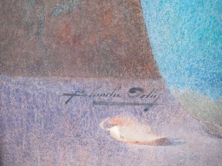 Blanche ODIN.  "bouquet de roses dans un vase" Aquarelle, signée en ba