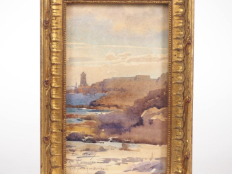 Vente aux enchères Blanche ODIN.  "côte rocheuse" Aquarelle, signée en bas à gauche et dé