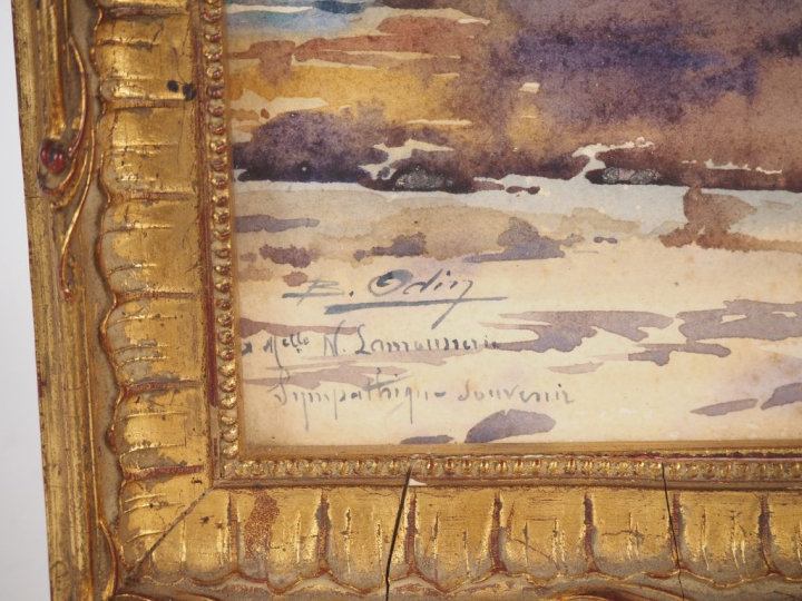 Blanche ODIN.  "côte rocheuse" Aquarelle, signée en bas à gauche et dé