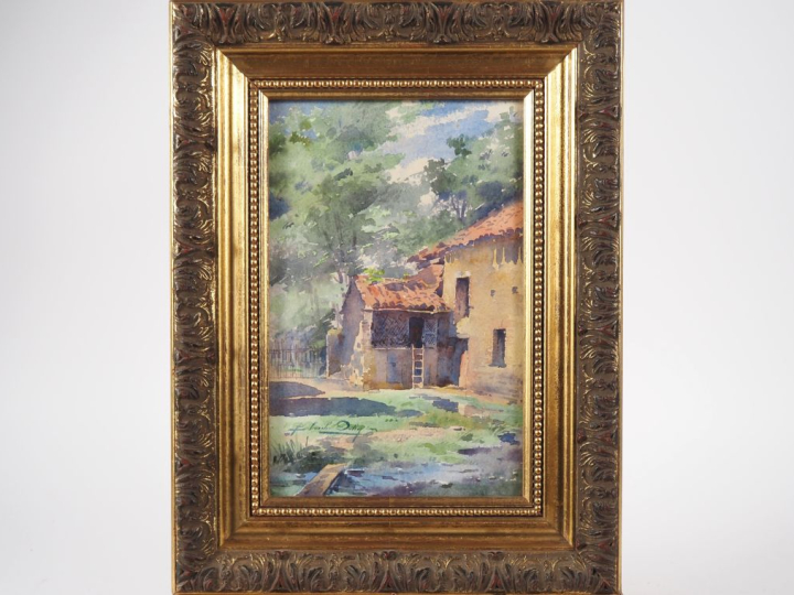 Blanche ODIN.  "la ferme" Aquarelle, signée en bas à gauche  Dim. À vu