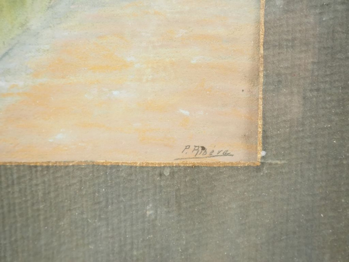 PERICO RIBERA.  "rue à Ciboure" Pastel, signé en bas à droite et daté 