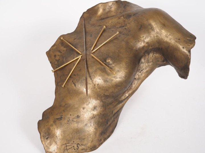 TAKIS.  "Magnetic Evidence 1983" Bronze Signé  Art Curial Diffusion nu