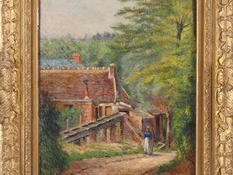 Vente aux enchères Victor VIGNON (1847-1909). "La ferme dans les bois" Huile sur toile. S