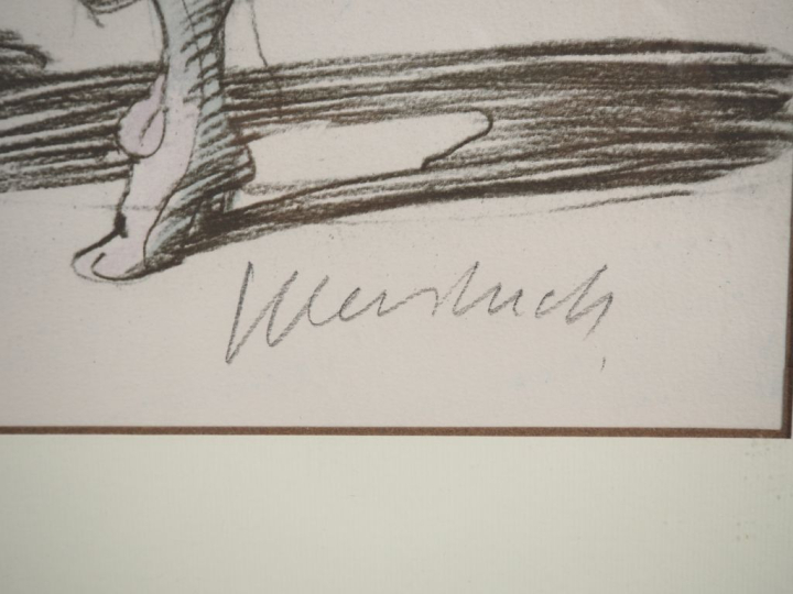 Claude WEISBUCH.  "personnages de la Comédia del Arte" Lithographie nu
