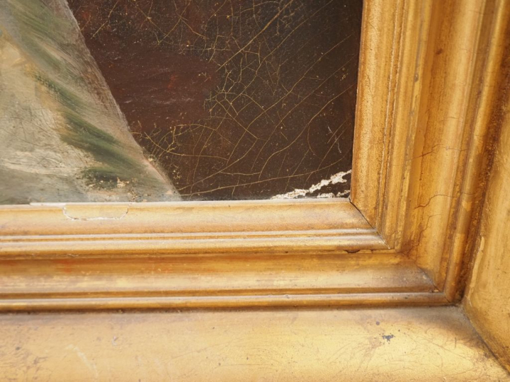 Ecole française XIXème. « Jeune mère et son enfant » Huile sur toile D