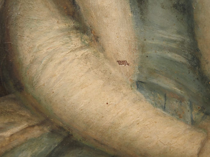 Ecole française XIXème. « Jeune mère et son enfant » Huile sur toile D