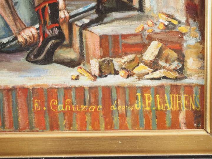 Ecole française XXème. CAHUZAC D'après Jean Paul Laurens.  "la délivra