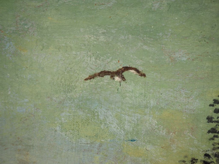 Ecole française XIXème" "paysage animé à la cascade" Huile sur toile D