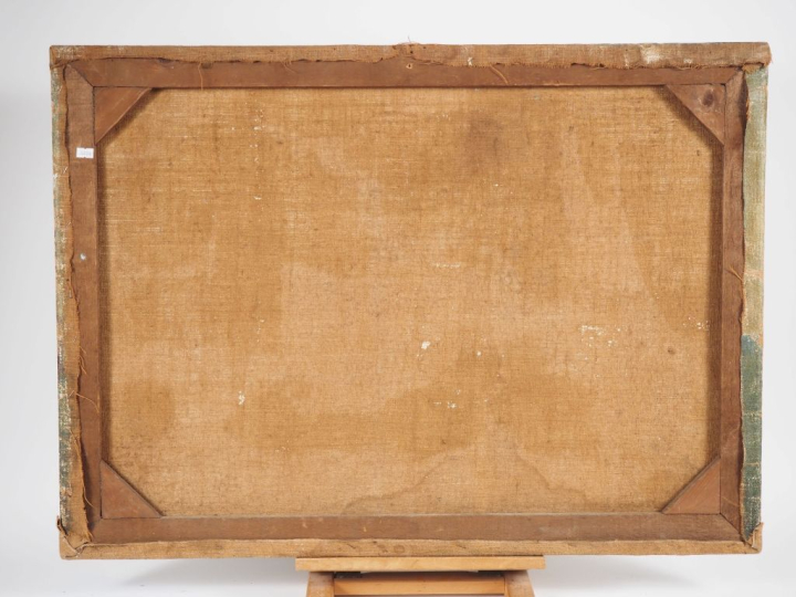 Ecole française XIXème. "vue de port animée" Huile sur toile, Dim. 65 