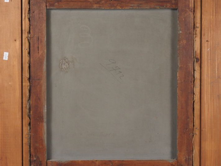 Ecole française XXème" "ville animée enneigée" Huile sur toile, signée