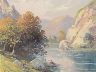Vente aux enchères Ecole française début XXème. "paysage" Huile sur carton, signée en bas