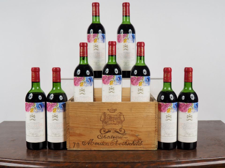 9 BOUTEILLES CHÂTEAU MOUTON ROTHSCHILD 1er GCC PAUILLAC - 1970 - CBO -