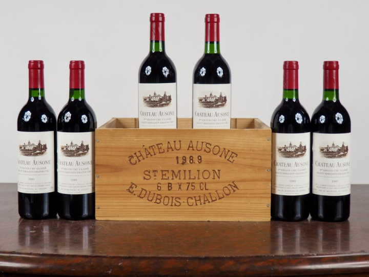 6 BOUTEILLES CHÂTEAU AUSONE 1er GCC SAINT ÉMILION - 1989 - CBO - #1 - 