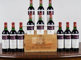 Vente aux enchères 12 BOUTEILLES CHÂTEAU MOUTON ROTHSCHILD 1er GCC PAUILLAC - 1990 - CBO 
