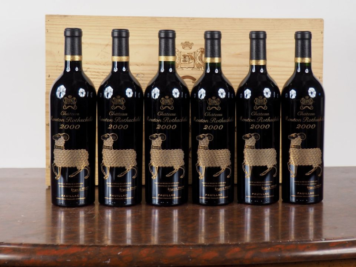 6 BOUTEILLES CHÂTEAU MOUTON ROTHSCHILD 1er GCC PAUILLAC - 2000 - CBO -