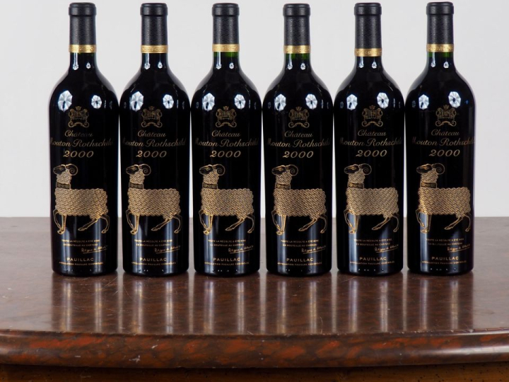 6 BOUTEILLES CHÂTEAU MOUTON ROTHSCHILD 1er GCC PAUILLAC - 2000 - CBO -