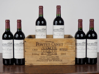Vente aux enchères 6 BOUTEILLES CHÂTEAU PONTET CANET GCC PAUILLAC - 2003 - CBO - 1 ÉTIQUE