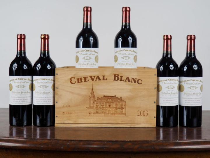 6 BOUTEILLES CHÂTEAU CHEVAL BLANC 1er GCC SAINT ÉMILION - 2003 - CBO -